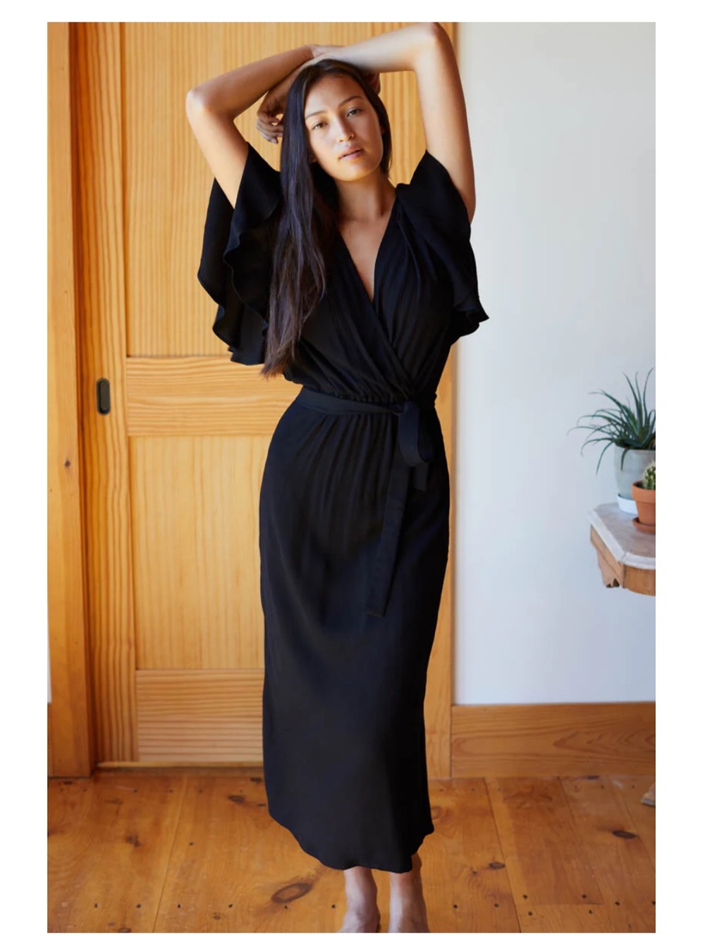 Emerson Fry Lila Dress in Black Crepe Smal